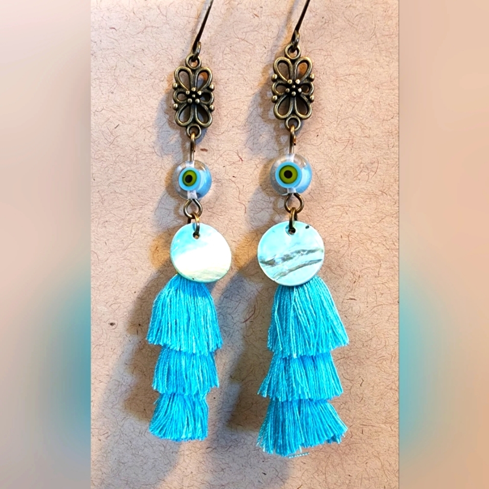 Light Blue Evil Eye  Earrings